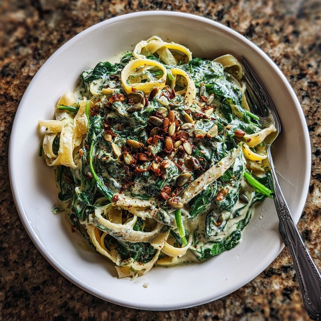 Creamy Spinach Sunflower Pasta