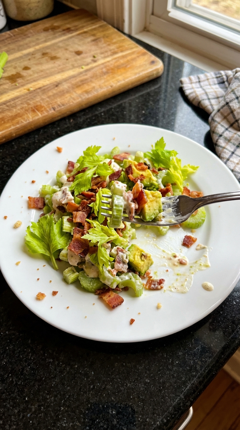 Celery Salad with Bacon and Avocado