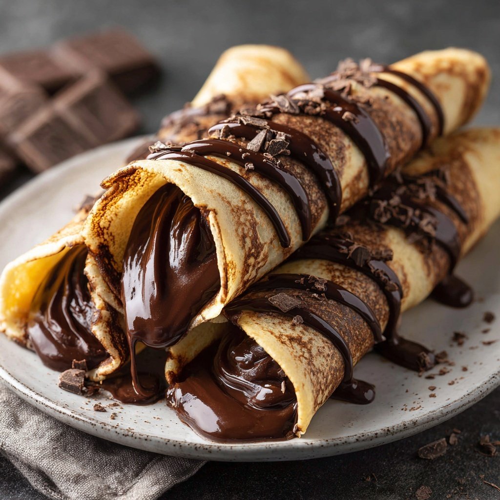 Chocolate Filled Crepe Rolls