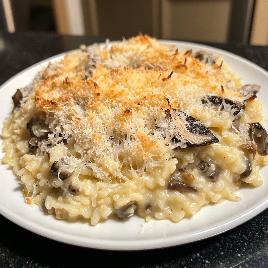 Oven-Baked Risotto with Mushrooms and Parmesan