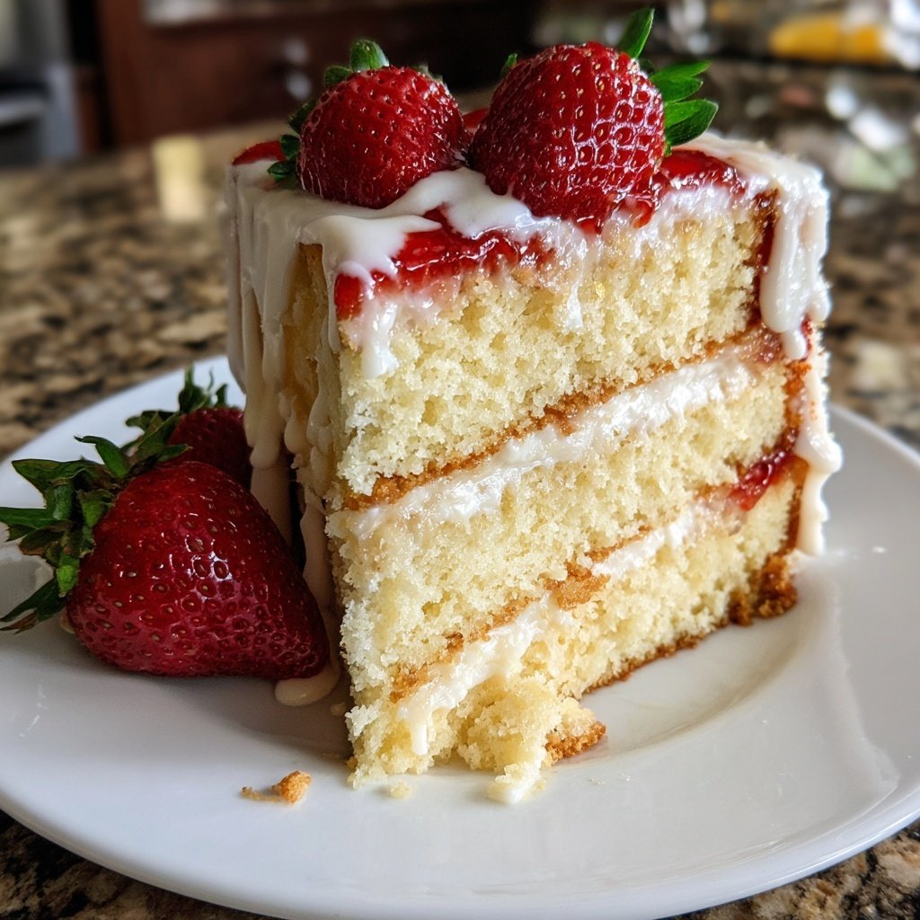 Soft & Fluffy Strawberry White Cake Recipe