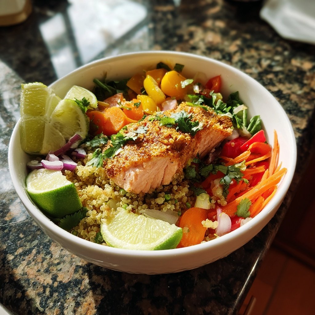 Cilantro Lime Salmon Quinoa Bowl