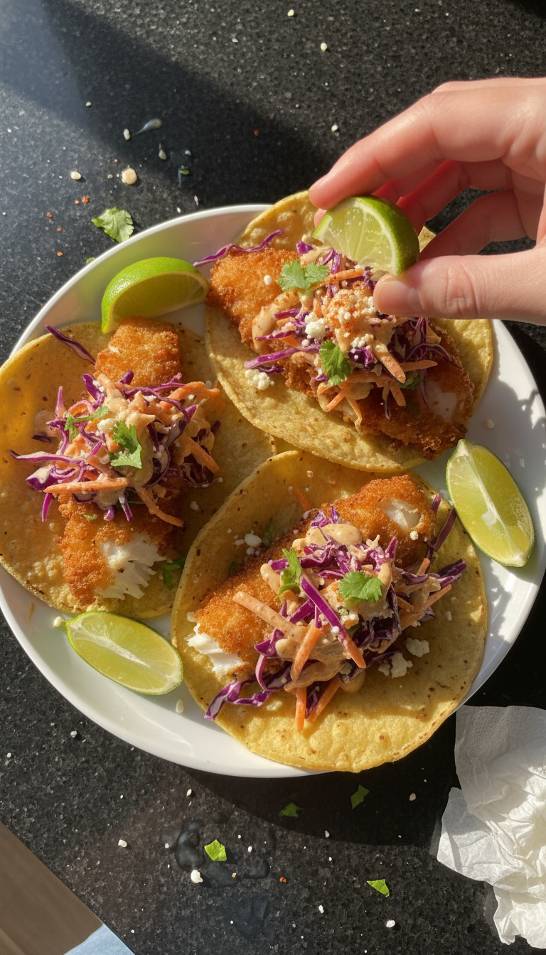 Crispy Fish Tacos with Slaw