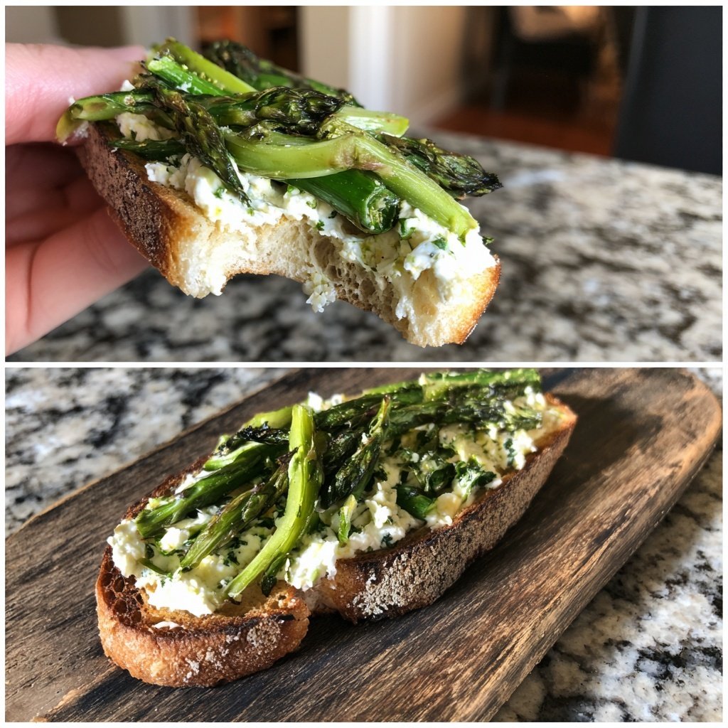 Asparagus Ribbon Ricotta Crostini