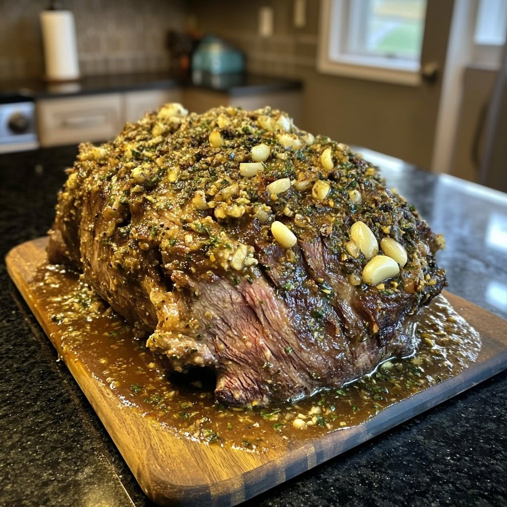 Lamb Shoulder Roast with Roasted Garlic Sauce