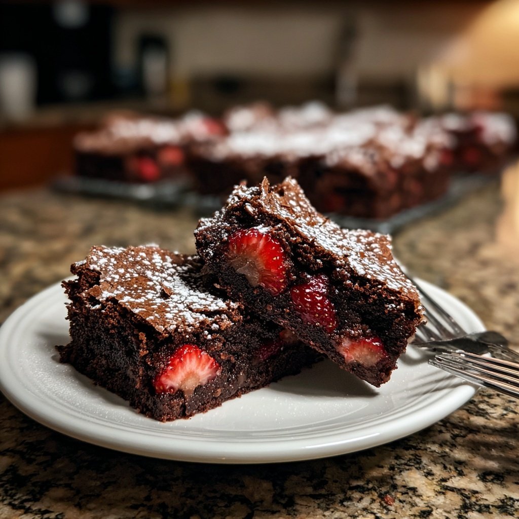 Sourdough Discard Brownies with Strawberry