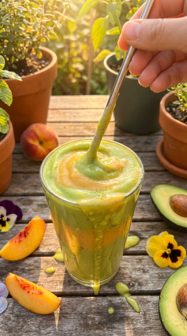 Peach Avocado Green Smoothie