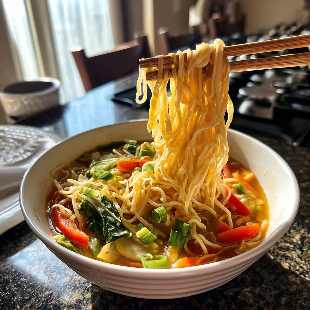 Fast Vegetarian Ramen with Fresh Ginger