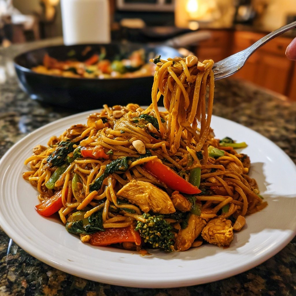 Spicy Peanut Chicken Noodles