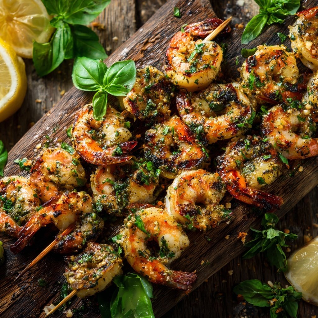 Lemon Basil Grilled Shrimp