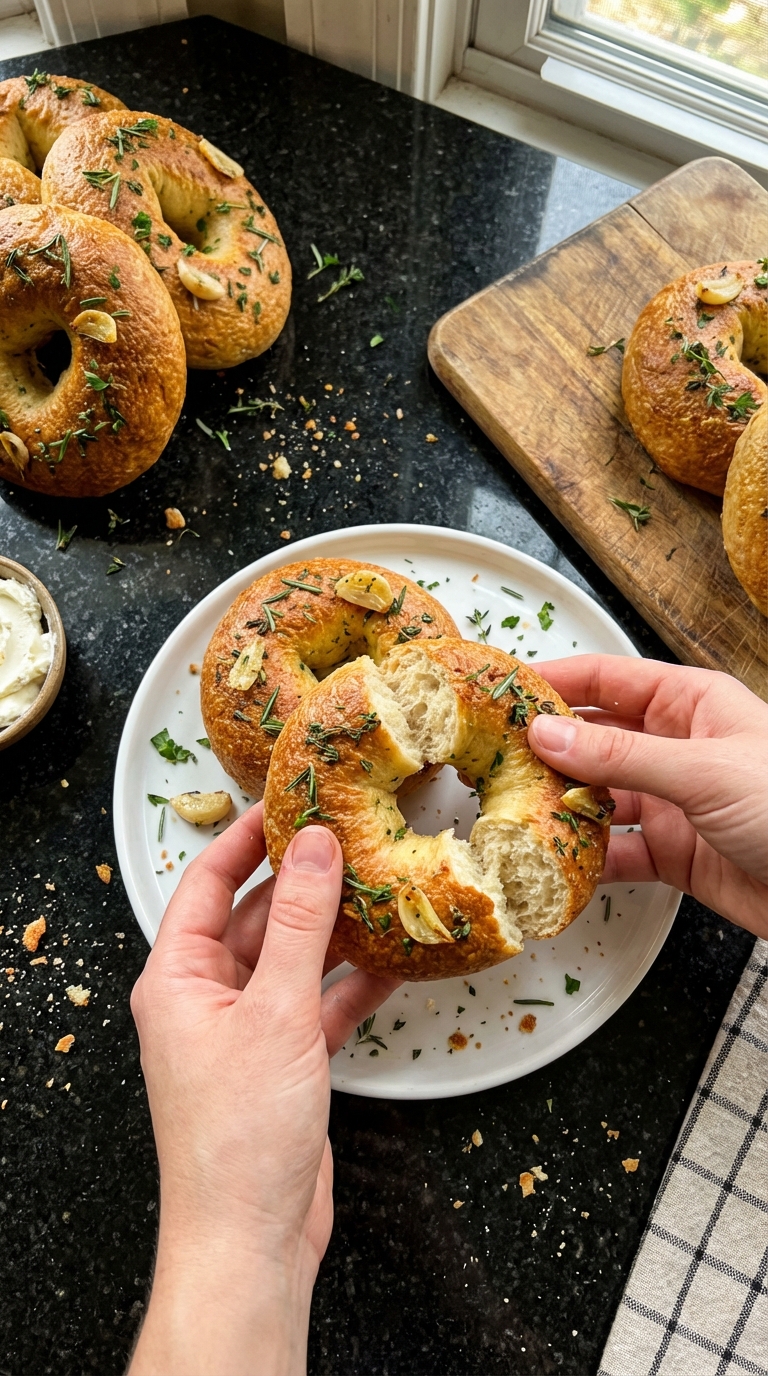 Herbed Garlic High-Protein Bagels